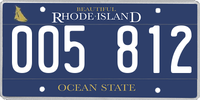 RI license plate 005812