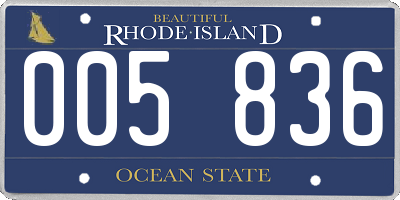 RI license plate 005836