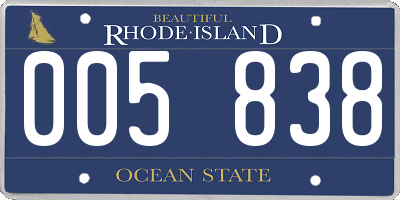 RI license plate 005838