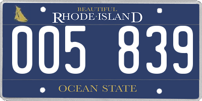RI license plate 005839
