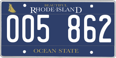 RI license plate 005862