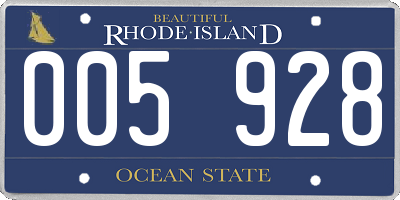 RI license plate 005928