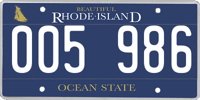 RI license plate 005986