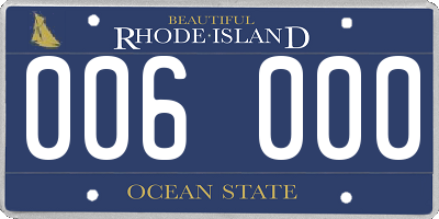 RI license plate 006000