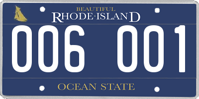 RI license plate 006001