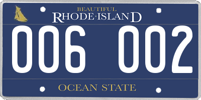 RI license plate 006002