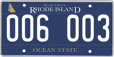 RI license plate 006003