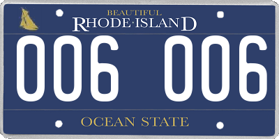 RI license plate 006006