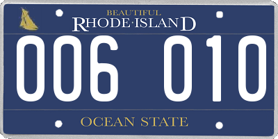 RI license plate 006010