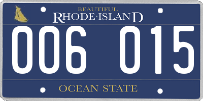 RI license plate 006015