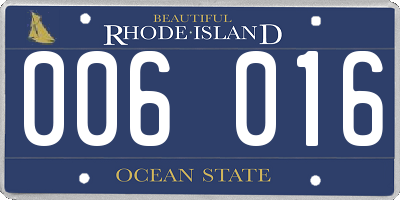 RI license plate 006016
