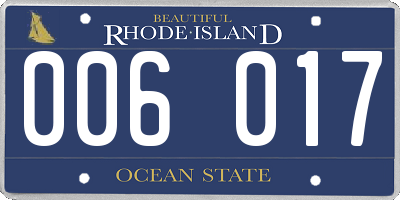 RI license plate 006017