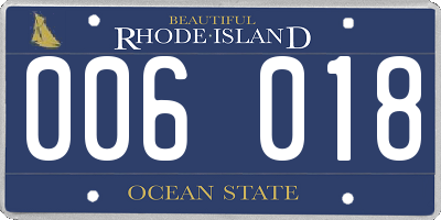 RI license plate 006018