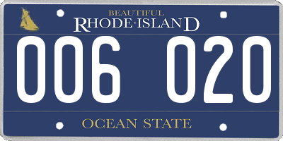 RI license plate 006020