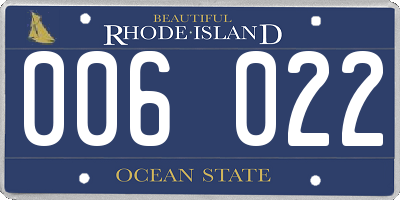 RI license plate 006022