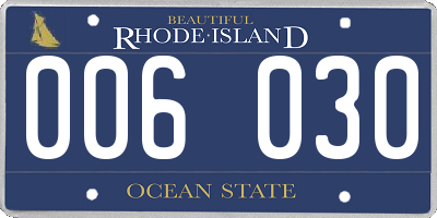 RI license plate 006030