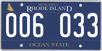 RI license plate 006033