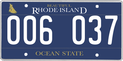 RI license plate 006037