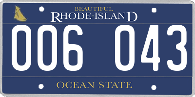 RI license plate 006043