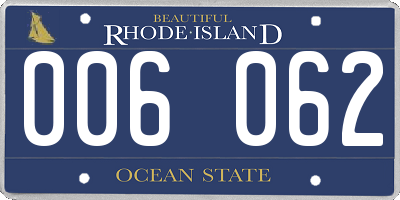 RI license plate 006062