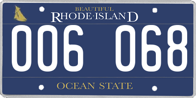 RI license plate 006068