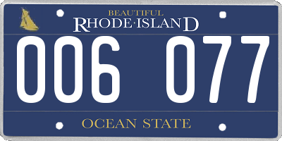 RI license plate 006077