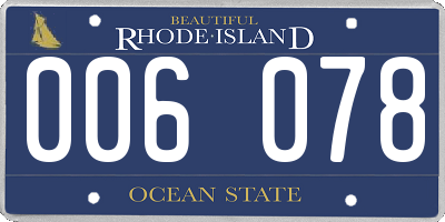 RI license plate 006078