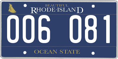 RI license plate 006081