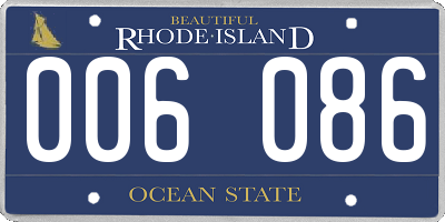 RI license plate 006086