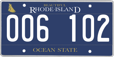 RI license plate 006102