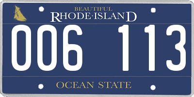 RI license plate 006113