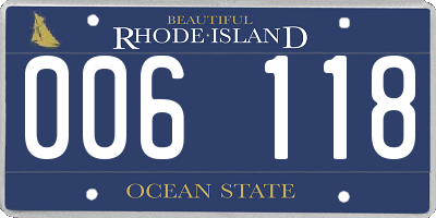 RI license plate 006118