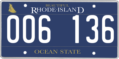 RI license plate 006136