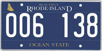 RI license plate 006138