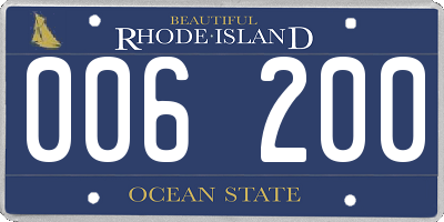 RI license plate 006200