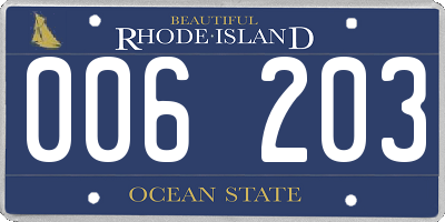 RI license plate 006203