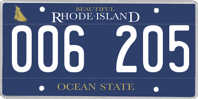 RI license plate 006205