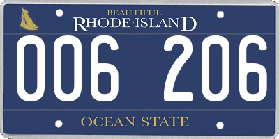 RI license plate 006206