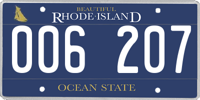 RI license plate 006207
