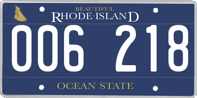 RI license plate 006218