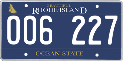 RI license plate 006227