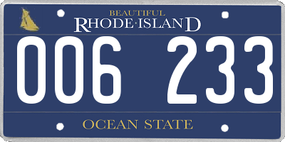 RI license plate 006233