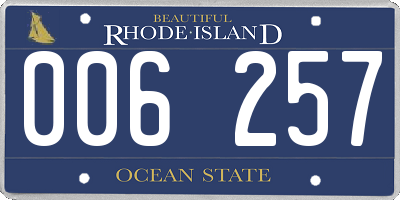 RI license plate 006257