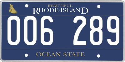 RI license plate 006289