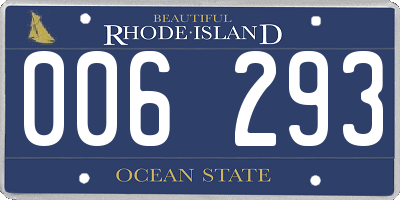 RI license plate 006293