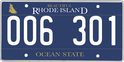 RI license plate 006301