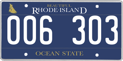 RI license plate 006303