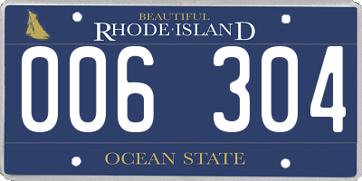 RI license plate 006304