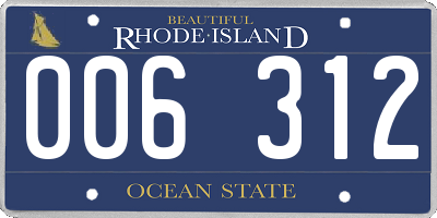 RI license plate 006312