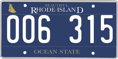 RI license plate 006315